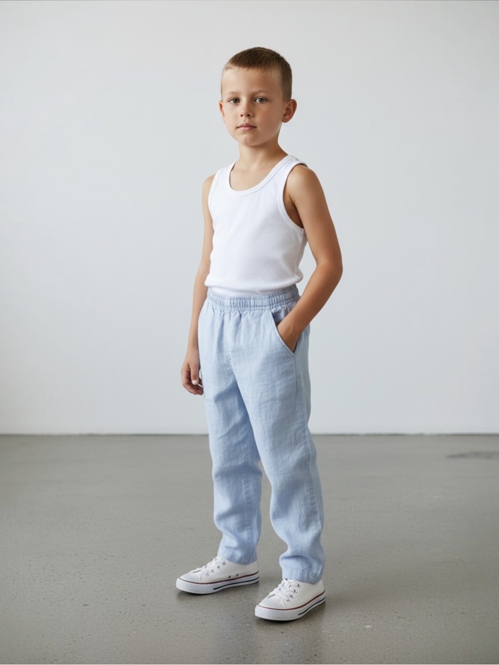 ZARA Boys Baby Blue Linen Pants – Excellent Condition